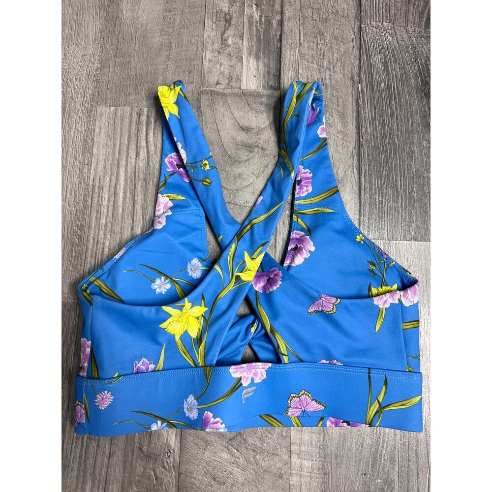 Fabletics Blue Floral Workout Set Sports Bra High Rise Leggings Matching Gym Set - Picture 4 of 10